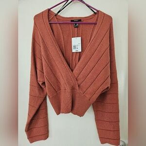 Deep vneck drop sleeve sweater forever 21 M NwT, orangish brown